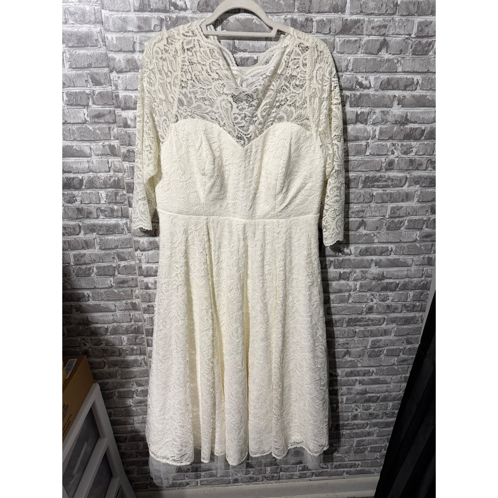 Torrid Ivory Lace Midi Illusion Dress 18 Plus Size Bridal Wedding 11571103